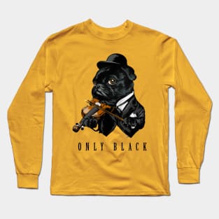 Classic black of dog play with guitar T-shirt Long Sleeve T-Shirt